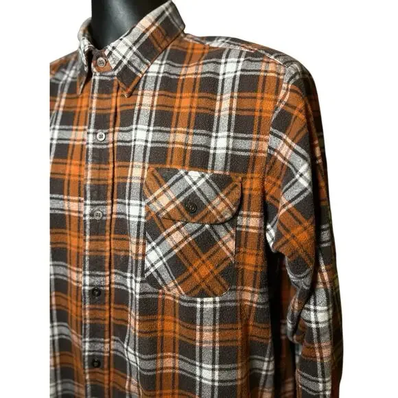 VTG Windbreaker Brand Plaid Flannel L/S Button Up Shirt Grunge Size Large - Picture 3 of 10